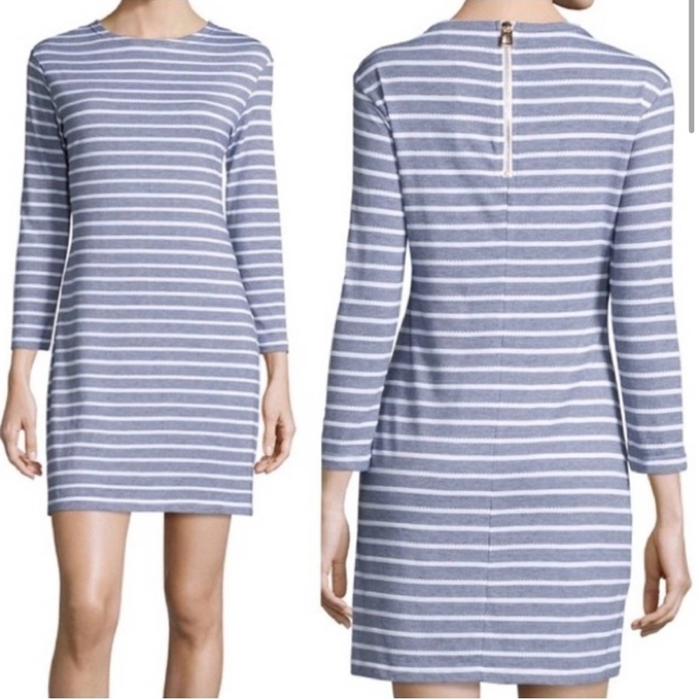 STS / Sail To Sable ❤️ Striped Navy Blue/ White Mini Shift Dress SZ Med